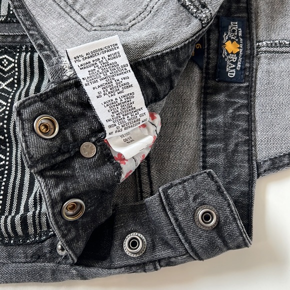 ❌ CLEARANCE Lucky Brand Black Denim Overalls Embroidered Print Jumper Skirt 6 - Picture 7 of 11